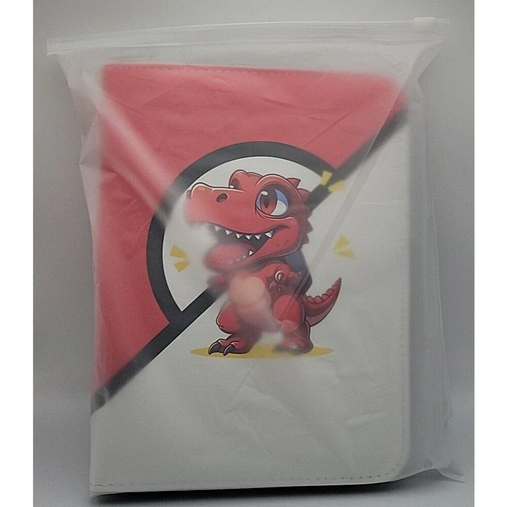 FantasDeck Trading Card Binder 4-Pocket Red Dinosaur Brand New Holds 440 Cards
